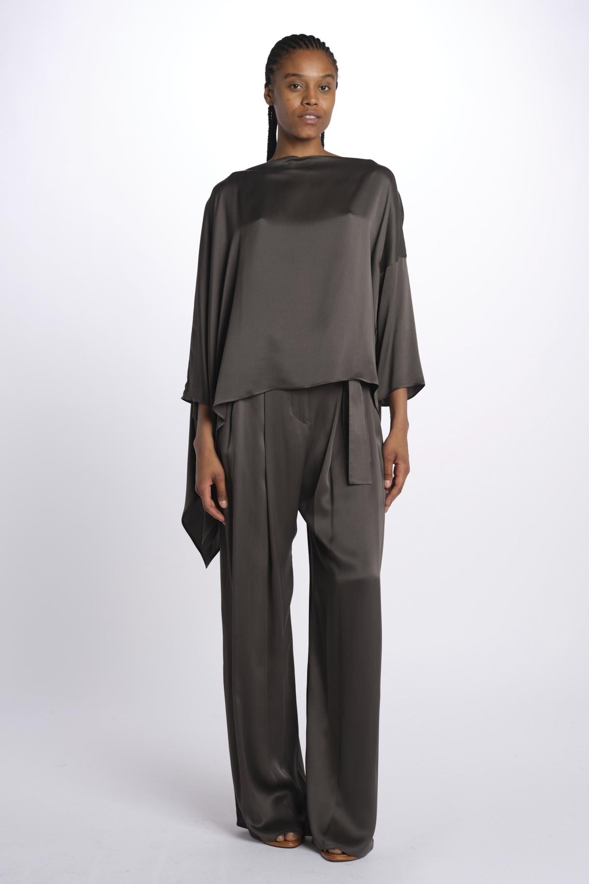 2881 camicia asimmetrica in crepe satin 2881 STONE dusan 
