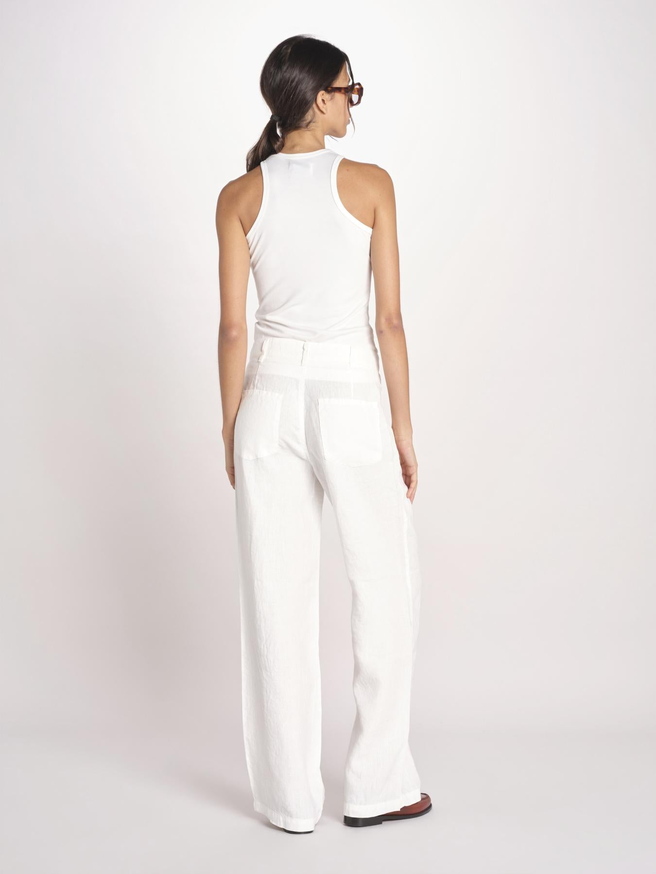 pantalone dritto in lino ERICA STRUCTURELINEN IVORY true avenue 
