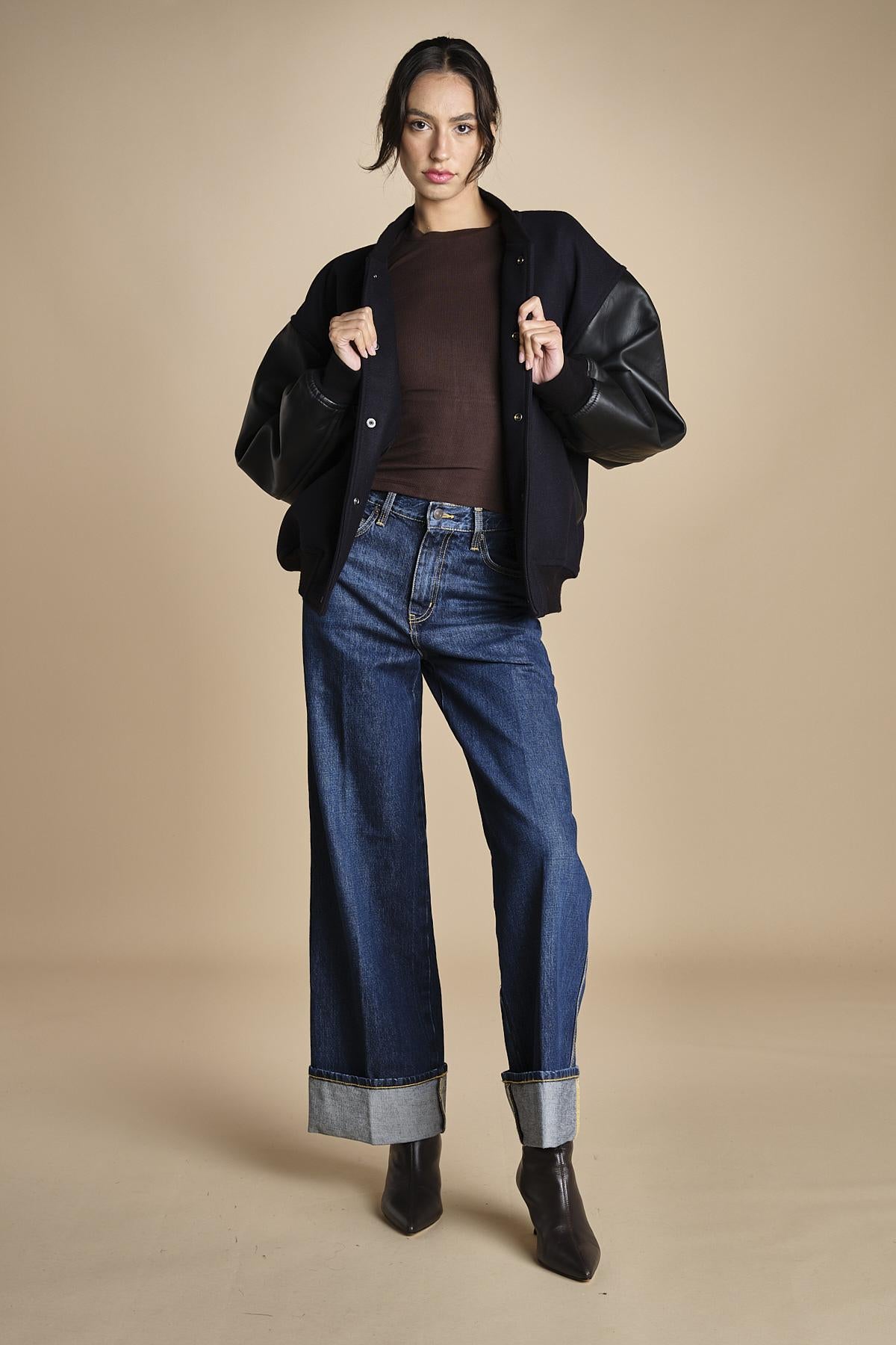 t-shirt a costine con manica lunga THE L/S RIB CREW WF25JKT013 COFFEE frame 
