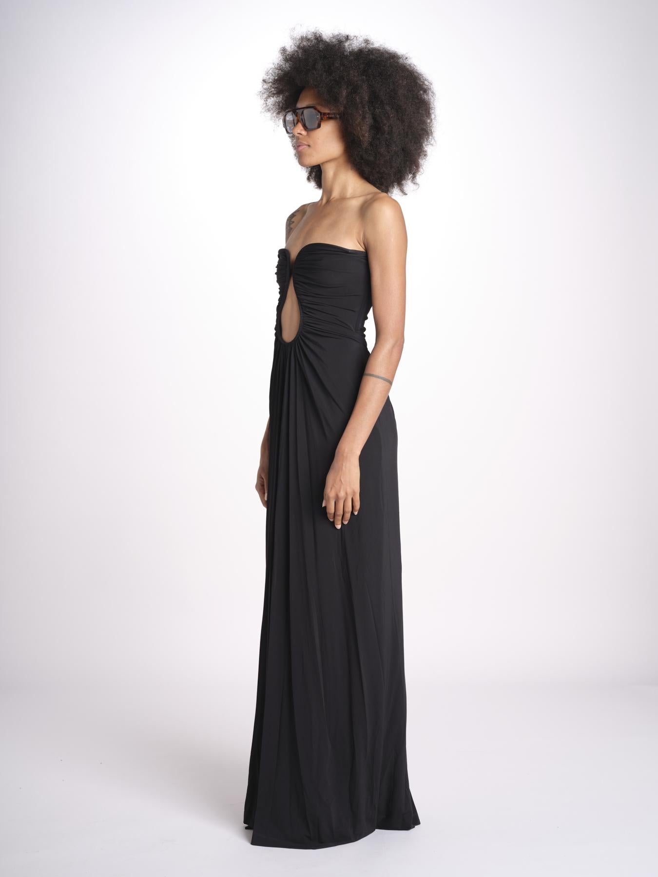 abito lungo con scollo cuore in jersey THE FLORENCE CR339 BLACK misha 
