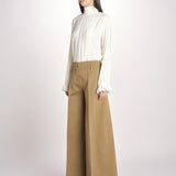pantalone largo con nervature tinto in capo ORIANA 540 801 13 CRETA quelledue 