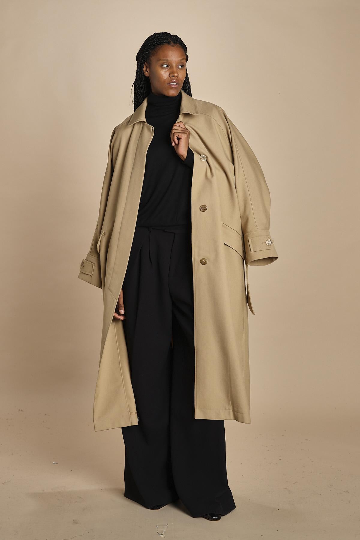 pantalone con pinces in lana NINA PLEAT CA1398 BLACK berwich 