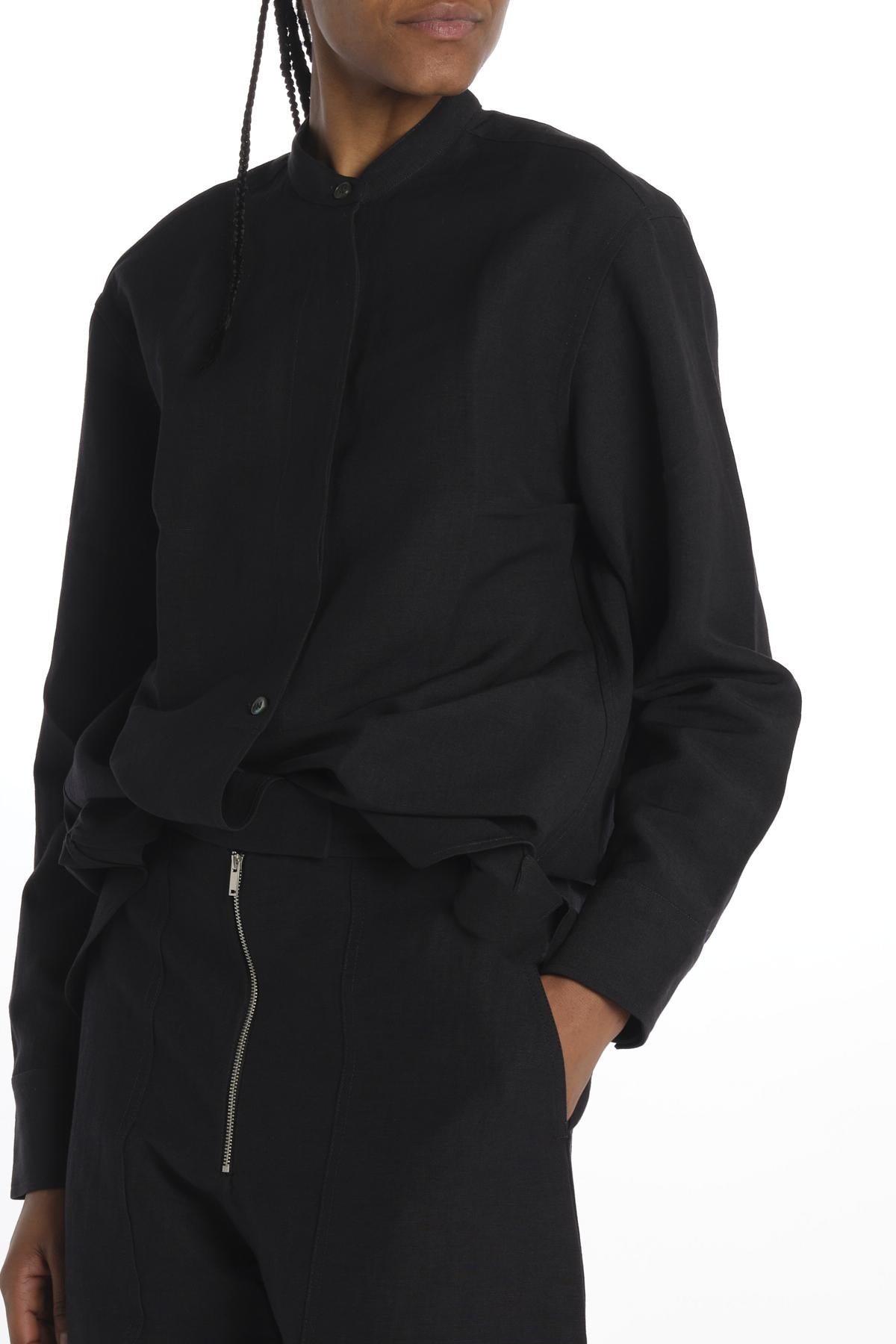 Camicia collo guru con apertura davanti BEAM1600 DARKEST NAVY studio nicholson 