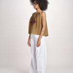 top ricamo greche BE25204 KHAKI WINE benaras soleil 