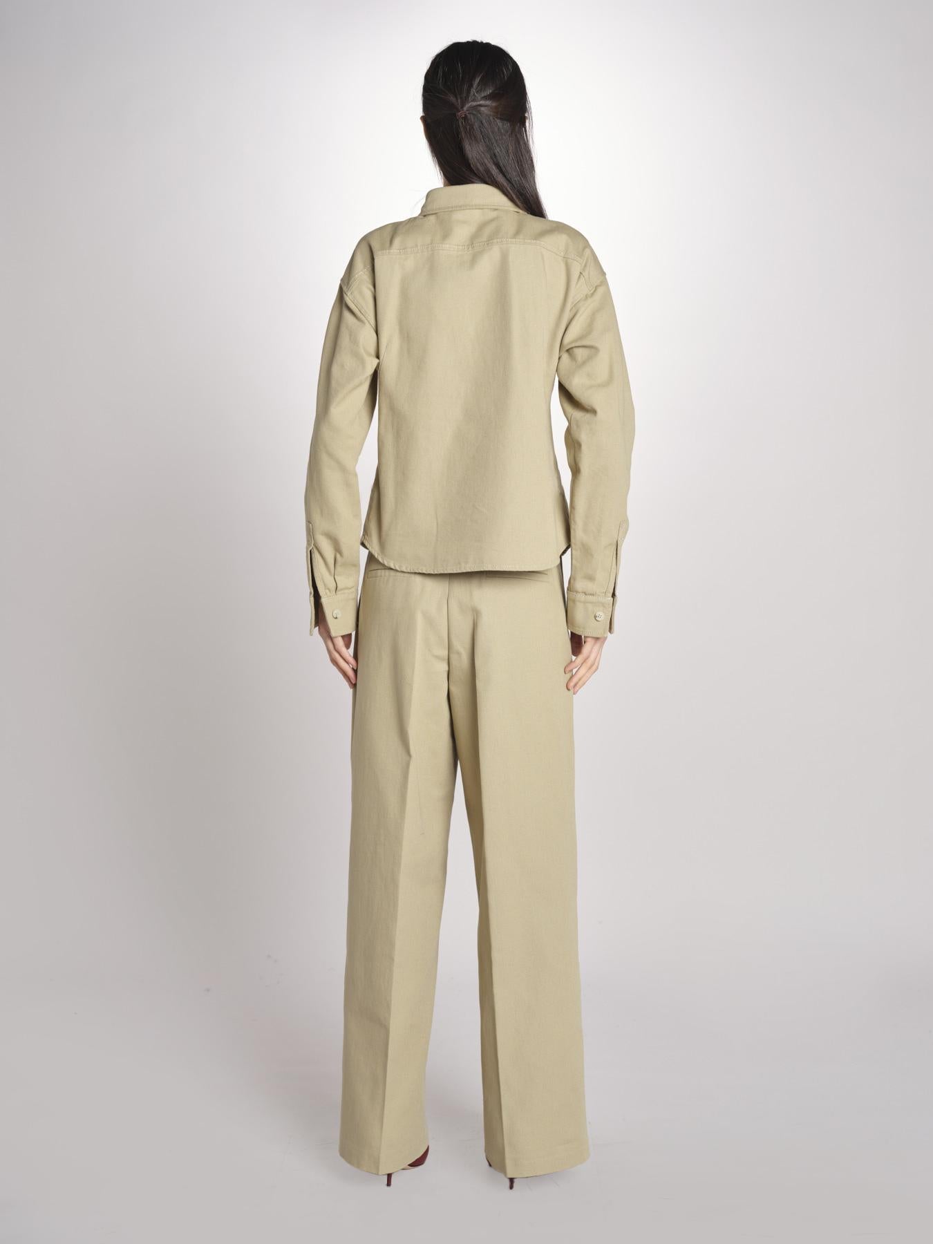 camicia in canvas G011-0212-1186 KAKI CHIARO n21 