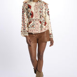 Giacca CASHEW MANDALA trench stampa fiori 329708 CREAM farm rio 