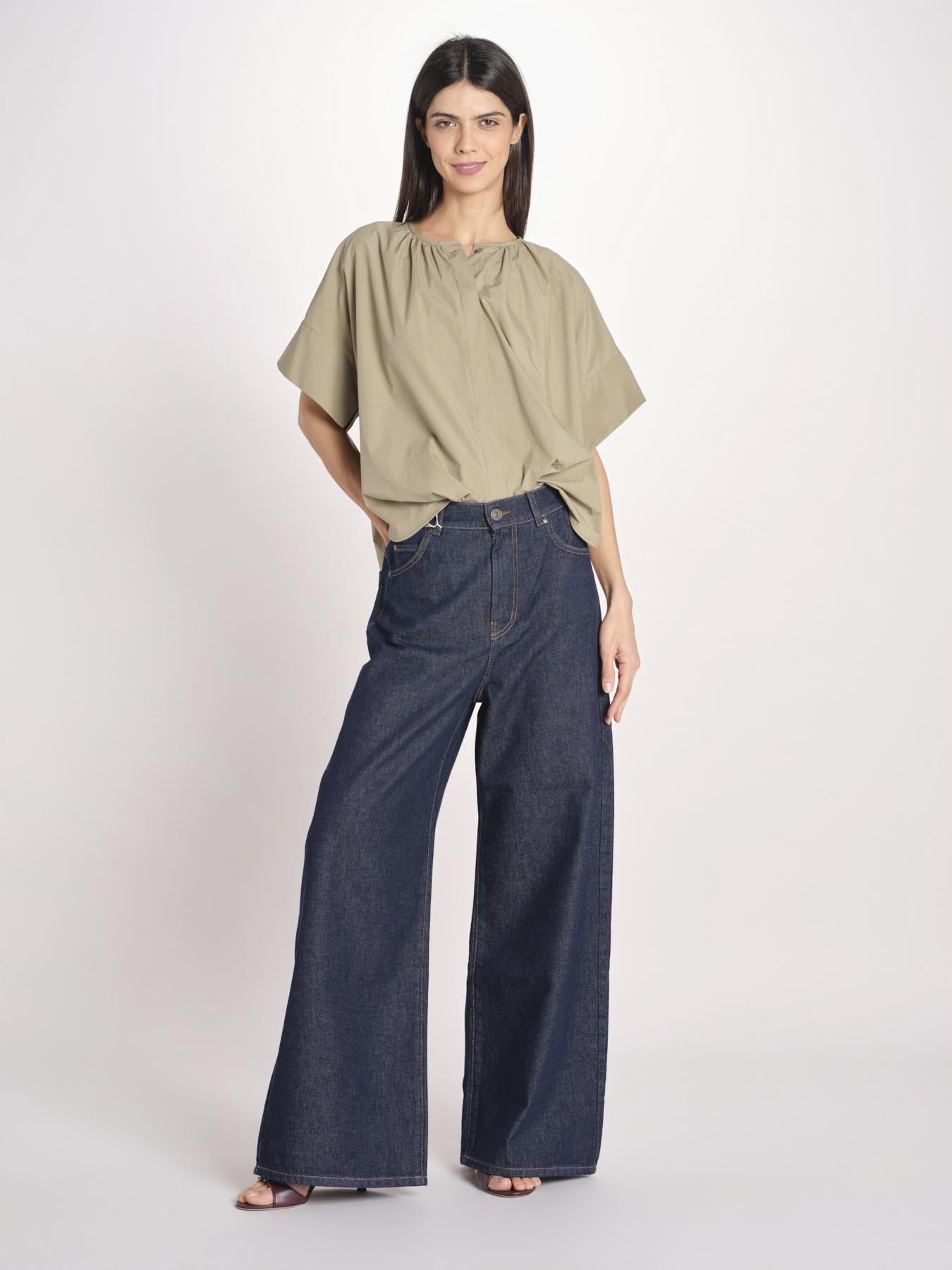 camicia in popeline manica corta EDUCATA 2615111172600 025 VERDE OLIVA weekend maxmara 
