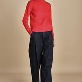 dolcevita con bottoni oro MAILLON BRIGHT RED laurence bras 