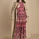 abito lungo con stampa geometrica GRAPHIC AINIKA 339938 RED farm rio 
