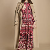 abito lungo con stampa geometrica GRAPHIC AINIKA 339938 RED farm rio 