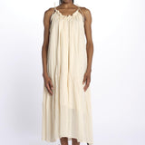 PALOMA abito lungo con balze e spalline sottili PALOM SAND laraethnics 
