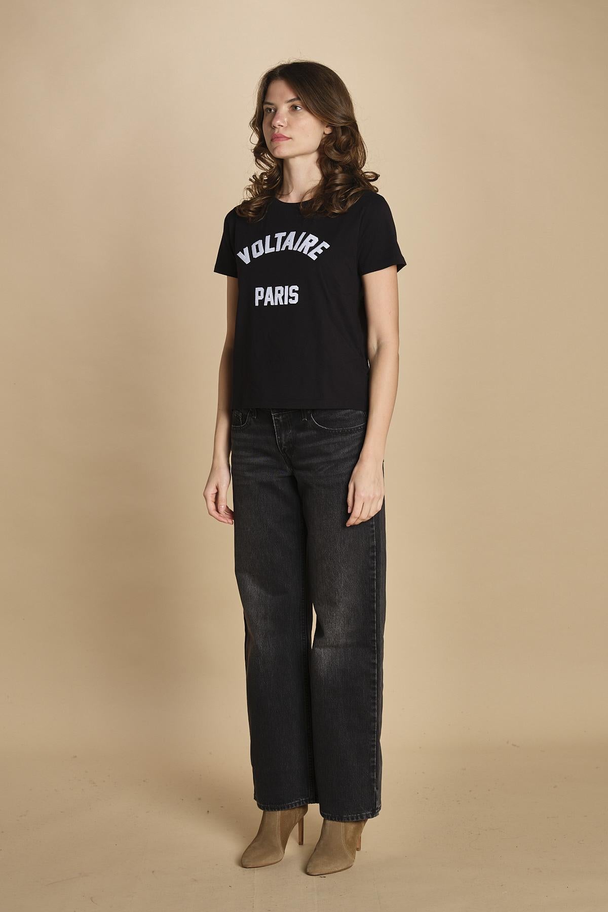 t-shirt con scritta. JWTS02837 BLACK 011 zadig & voltaire 