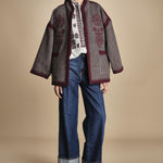 giacca in tessuto diagonale ricamato WILL KIMONO GREY antik batik 