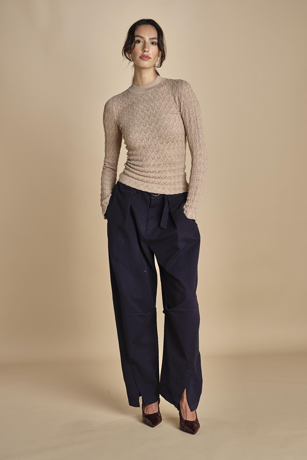 maglia girocollo jaquard RUBY 118 CHAMPAGNE sea ny 