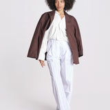 pantalone over con pinces in popeline BILLIE 3111 T0160 WHITE T0001 the latest 