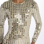 RIALTA abito lungo paillette grande SS24 9178 CHAMPAGNE retrofete 