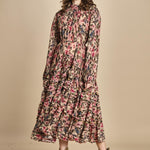 abito lungo con stampa a fiori BLURRY TINY 340025 PINK farm rio 