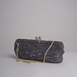 clutch lunga in paglia CORA CROCHET W11 NERO via mail bag 