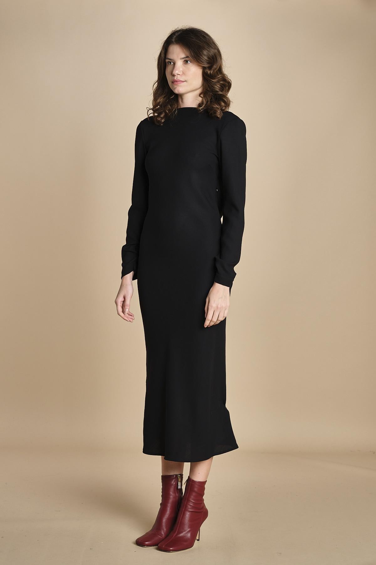 abito midi con scollo dietro TUNISI BLACK crida 