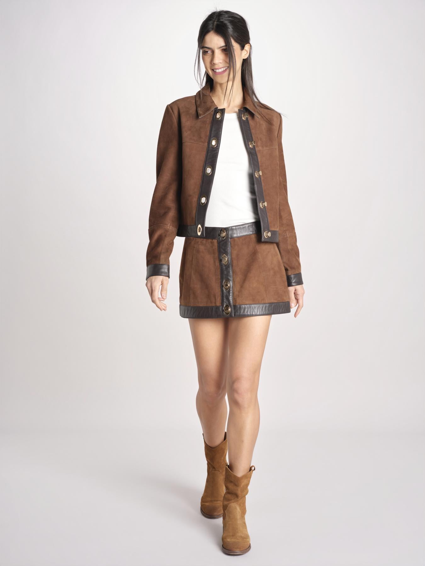 minigonna con chiusura in ottone 12094-16 TOBACCO retrofete 