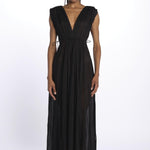 MIKONOS maxi abito con scollo senza maniche MIKONOS NOIR laraethnics 