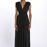 MIKONOS maxi abito con scollo senza maniche MIKONOS NOIR laraethnics 