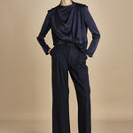 TULLAH camicia con drappeggio F25-142 292 MIDNIGHT oscar 