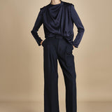 TULLAH camicia con drappeggio F25-142 292 MIDNIGHT oscar 