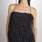 Top con piume laserate T011-5336-9000 NERO n21 