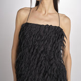 Top con piume laserate T011-5336-9000 NERO n21 