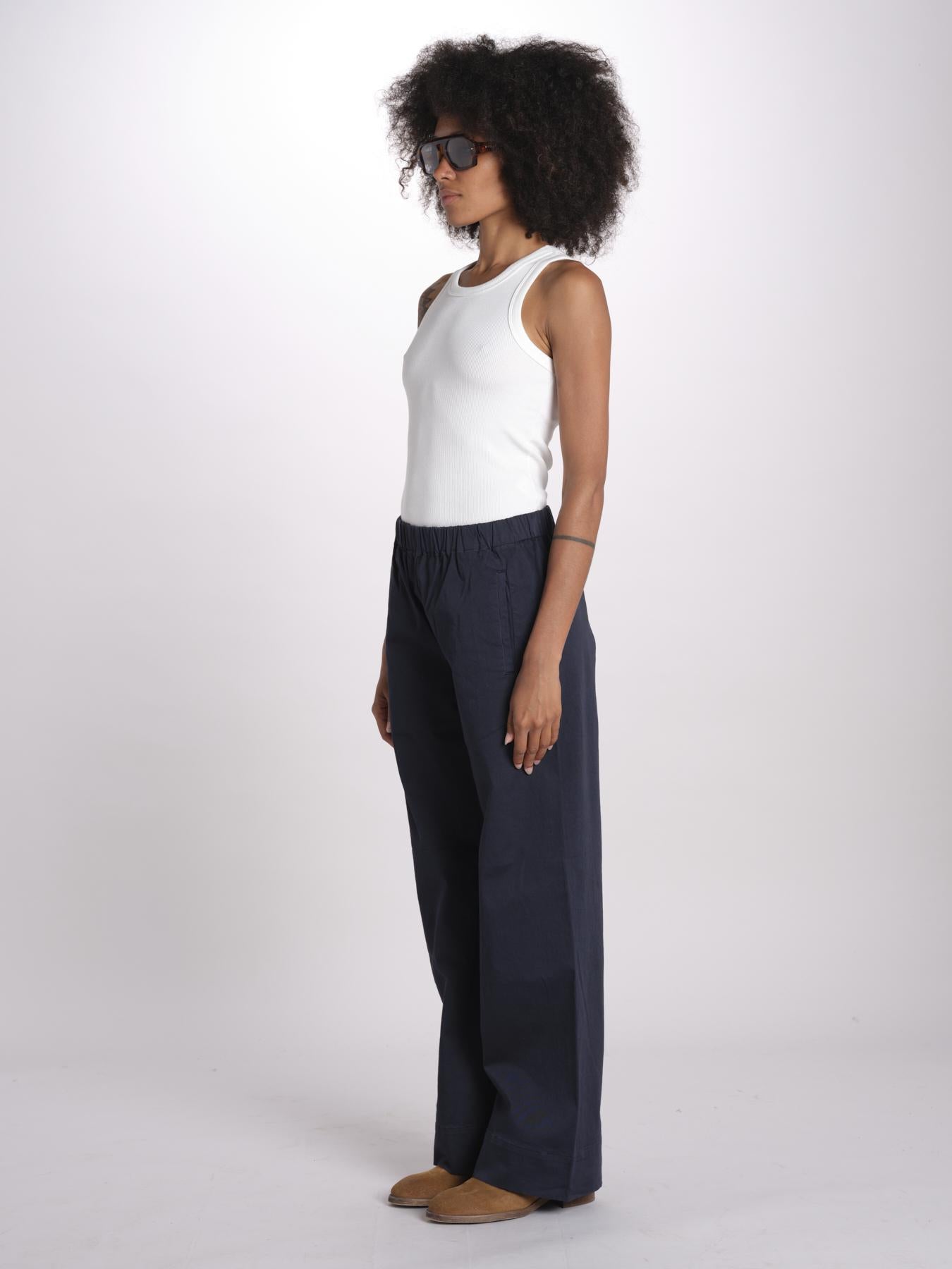 pantaloner dritto con eleastico in vita PENSIL BLU true avenue 