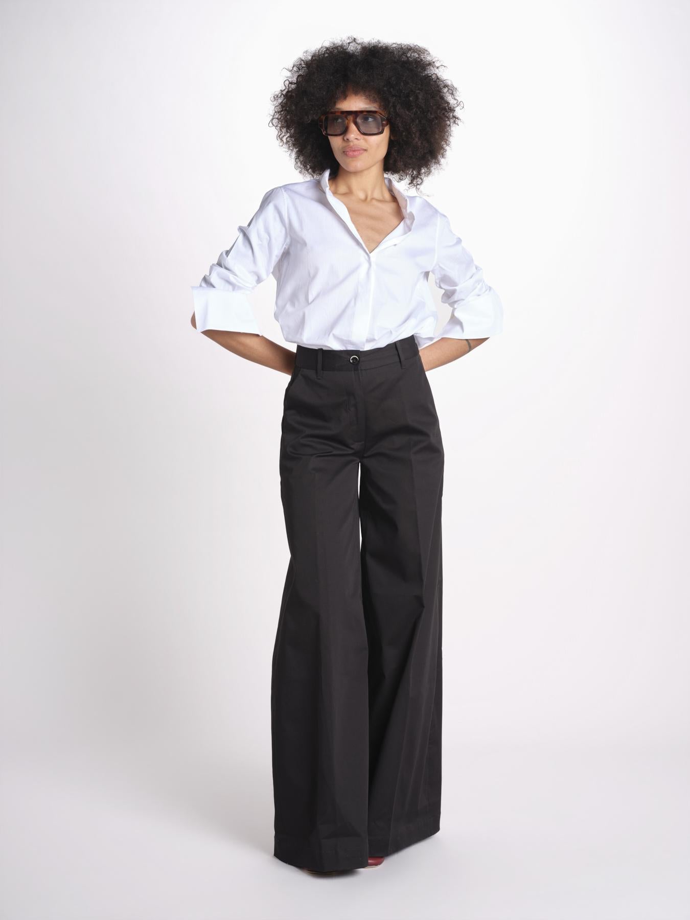 pantalone over in cotone pesante ORIANNA ORNO9 NERO nine in the morning 