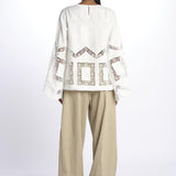 Camicia ALIYAH inserti pizzo e nervatura ALIYAH TOP OFFWHITE lug von siga 