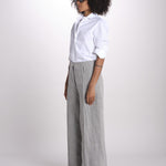 pantalone largo con nervature in lino ORIANA 540 50043 84 DENIM quelledue 