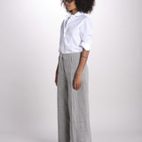 pantalone largo con nervature in lino ORIANA 540 50043 84 DENIM quelledue 