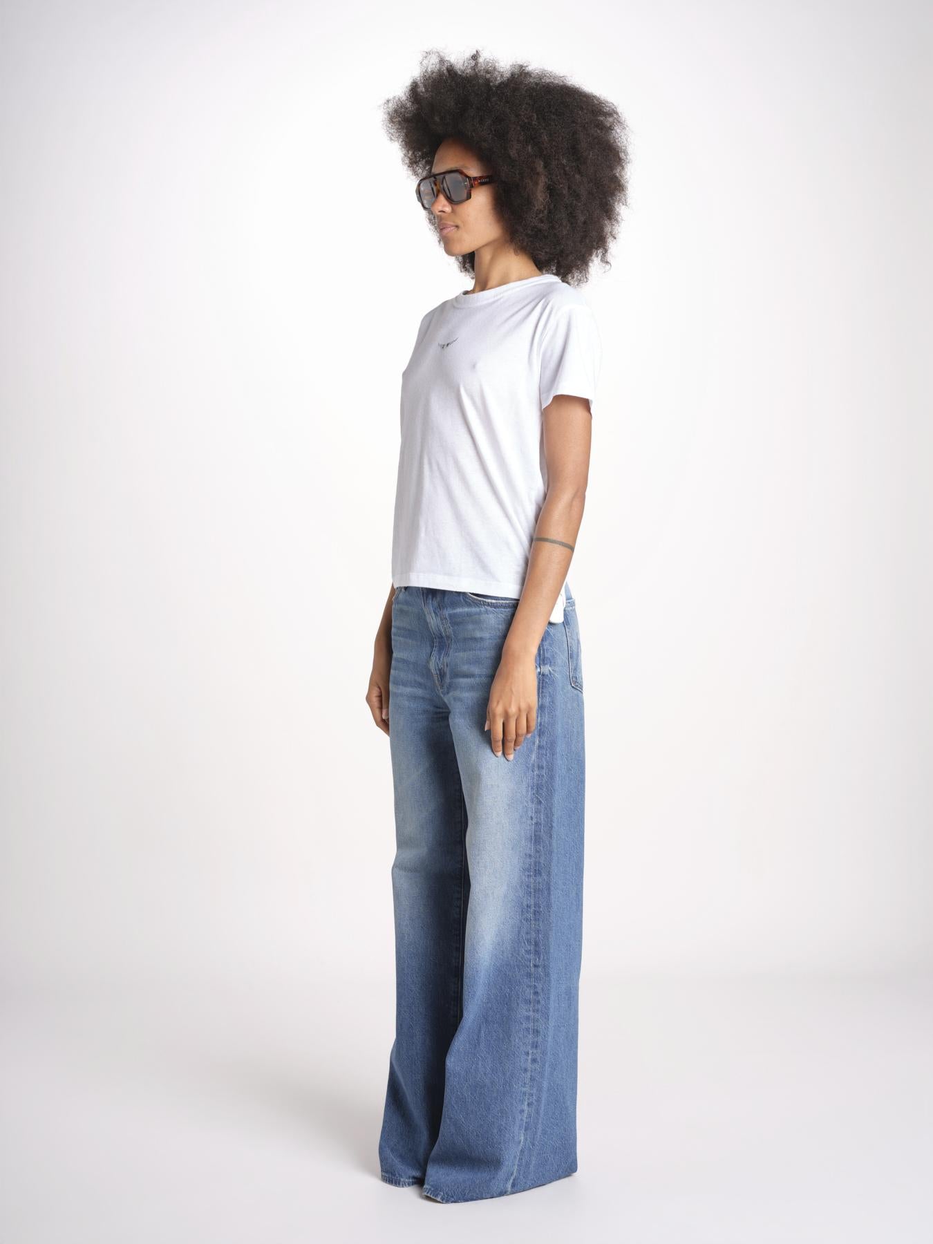 t-shirt girocollo con ali strass JWTS01669 BLANC 101 zadig & voltaire 