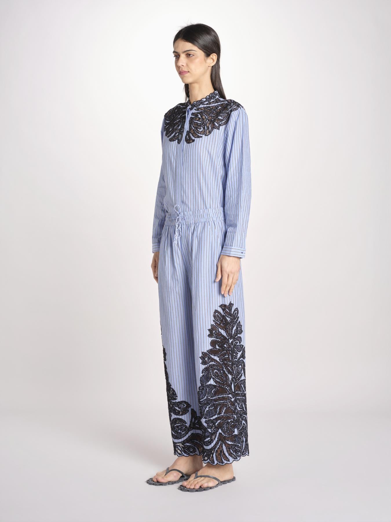 pantalone a righe con ricamo 058 MULTI sea ny 