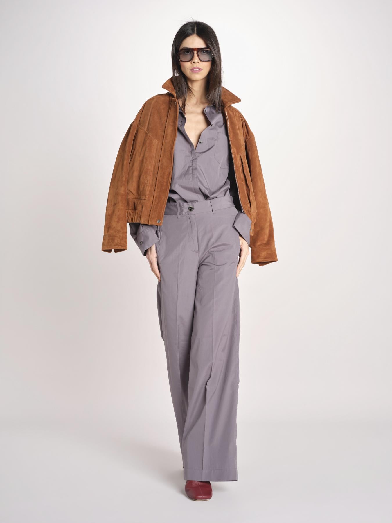 pantalone dritto con elastico in popeline ASTRID STRO07 IRON nine in the morning 