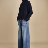 maglia dolcevita over SAMANTHA BLU NAVY ROSSO tenne' 