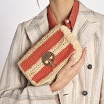 clucth a righe in paglia MOON MOYEN 6EVE23-V40533 BRIQUE vanessa bruno 