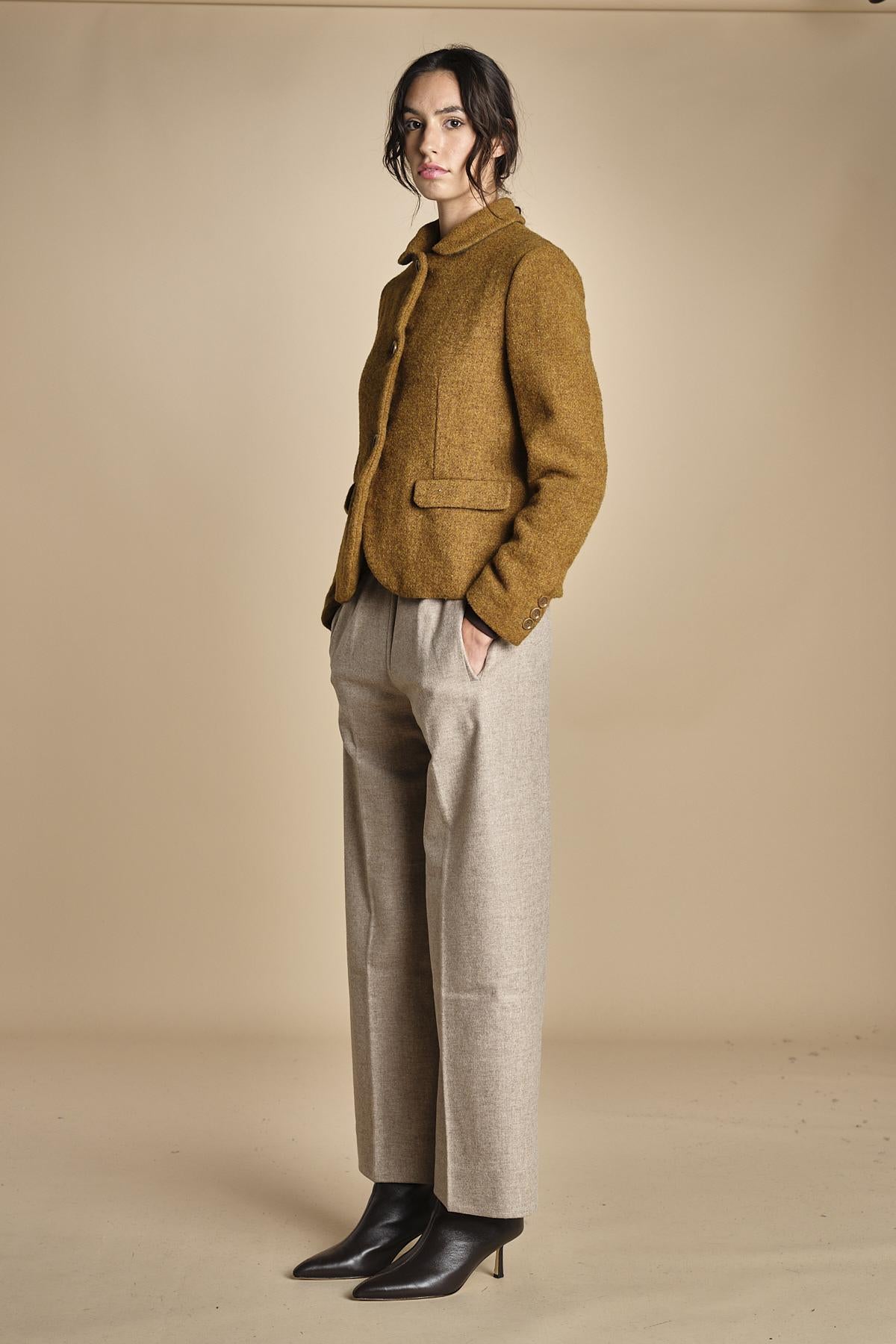 pantalone con elastico in punto milano PENSIL BEIGE true avenue 