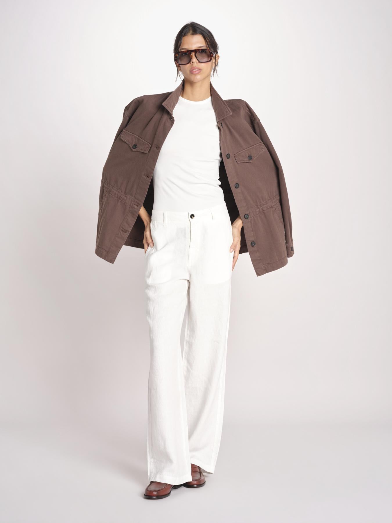 pantalone dritto in lino ERICA STRUCTURELINEN IVORY true avenue 