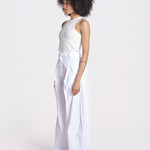 pantalone over con pinces in popeline BILLIE 3111 T0160 WHITE T0001 the latest 