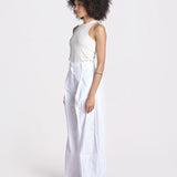 pantalone over con pinces in popeline BILLIE 3111 T0160 WHITE T0001 the latest 