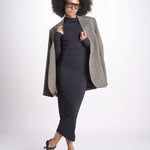 abito midi asimmetrico con manica lunga YARA DEEP BLACK amazuìn 