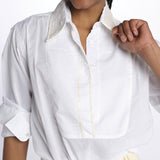 camicia con colletto in pailletes BE24552 WHITE milaura 
