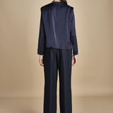 TULLAH camicia con drappeggio F25-142 292 MIDNIGHT oscar 
