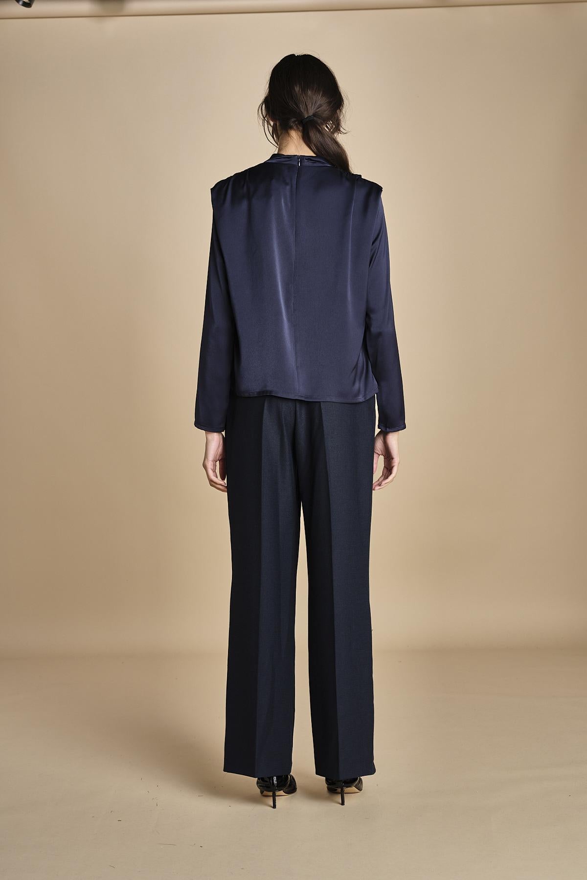 TULLAH camicia con drappeggio F25-142 292 MIDNIGHT oscar 