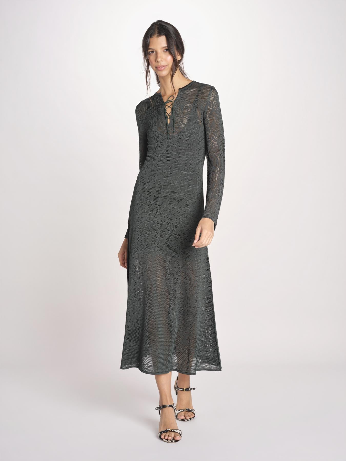 abito lungo con  manica lunga in maglia EZILDA 5EVC18-V08607 VERT BOUTEILLE vanessa bruno 