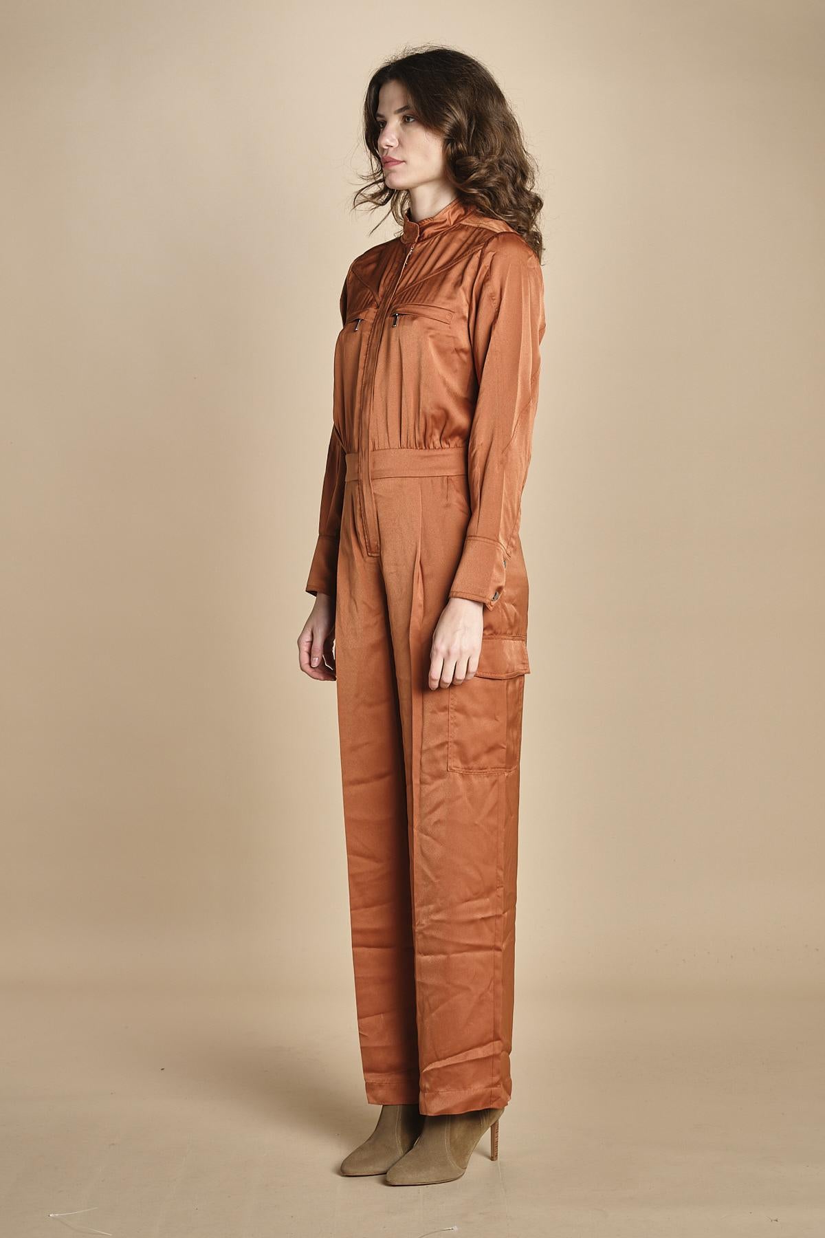 tuta in raso con zip CARMY PRALINE ba&sh 